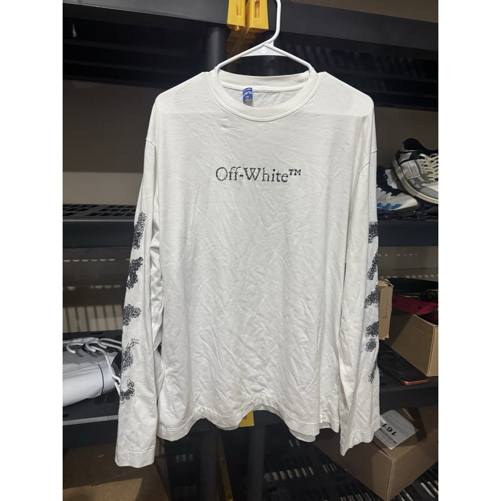 Off White Virgil Abloh Long Sleeve T Shirt White Fits Large Tagged XXL